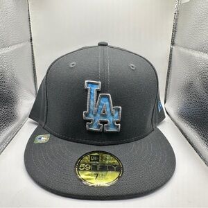 7 1/2 Dodgers New Era Grey Cap with Blue Tie-Dye Brim